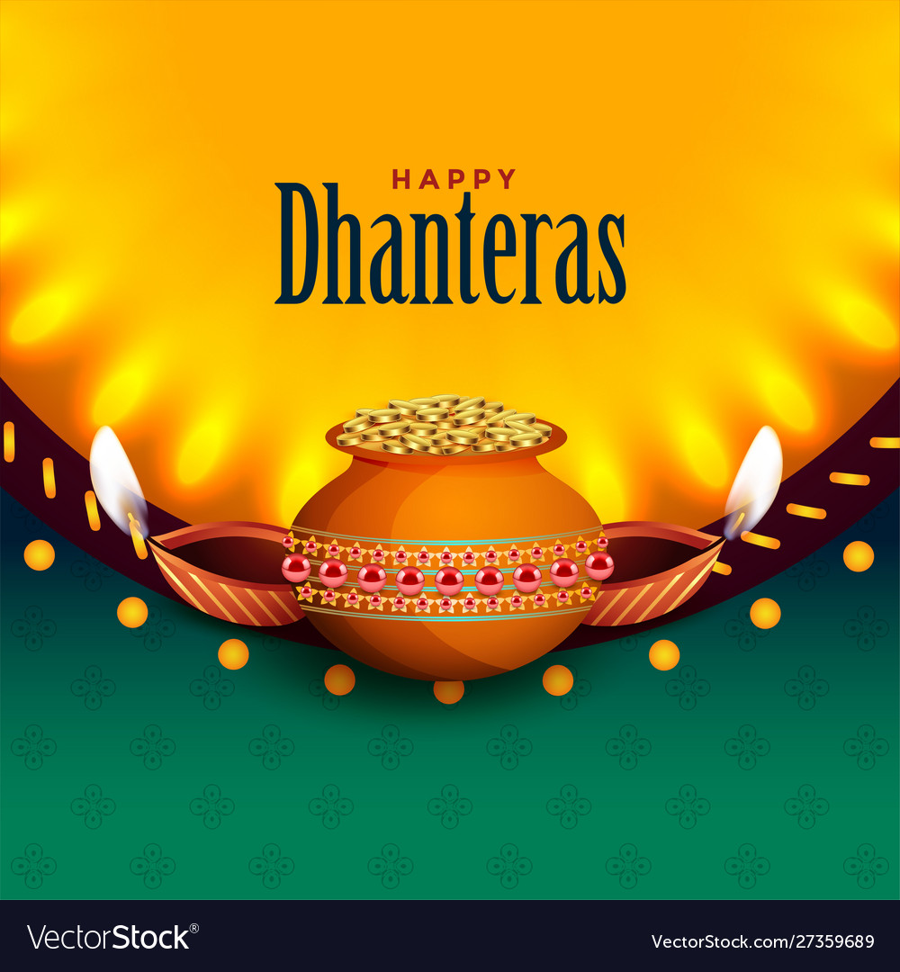 Beautiful happy dhanteras background with light Vector Image