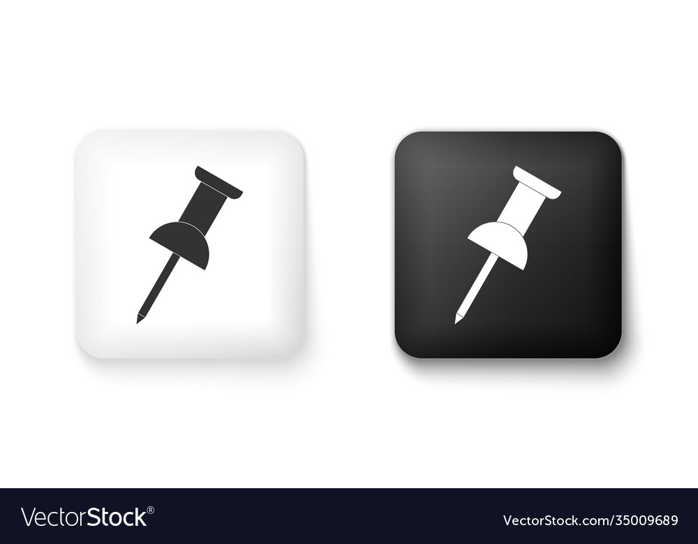 Black and white push pin icon isolated