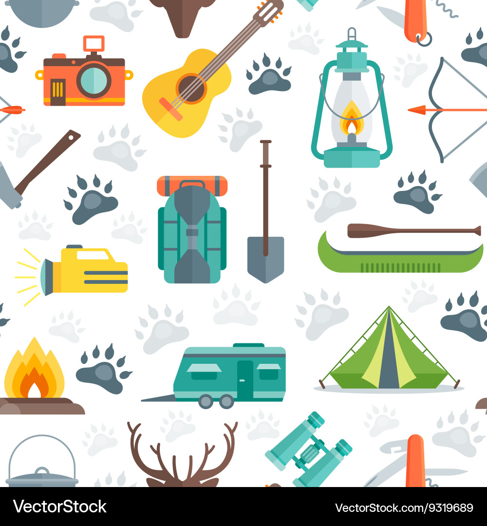 Camping Seamless Pattern Royalty Free Vector Image