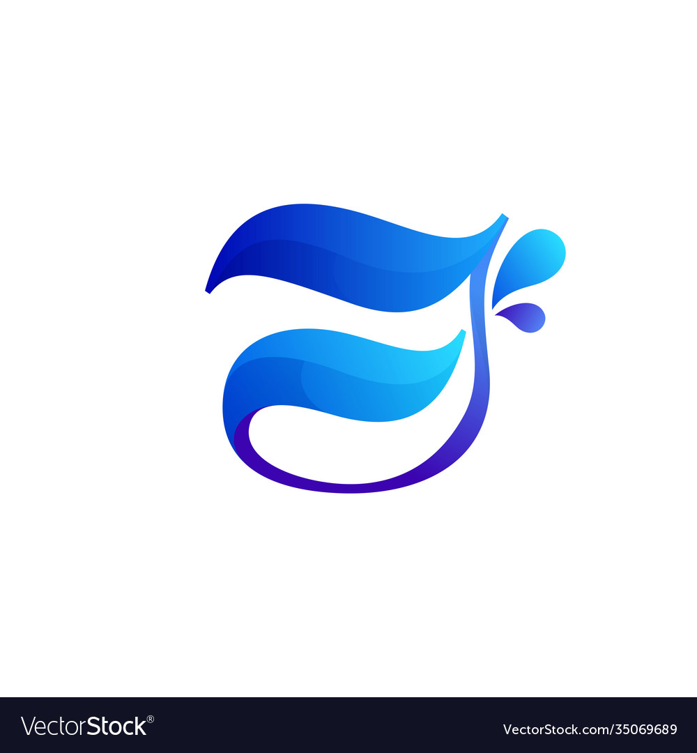 Sauberes blaues j Buchstaben-Logo mit Wasserspritzer vector image Sauberes blaues j Buchstaben-Logo mit Wasserspritzer