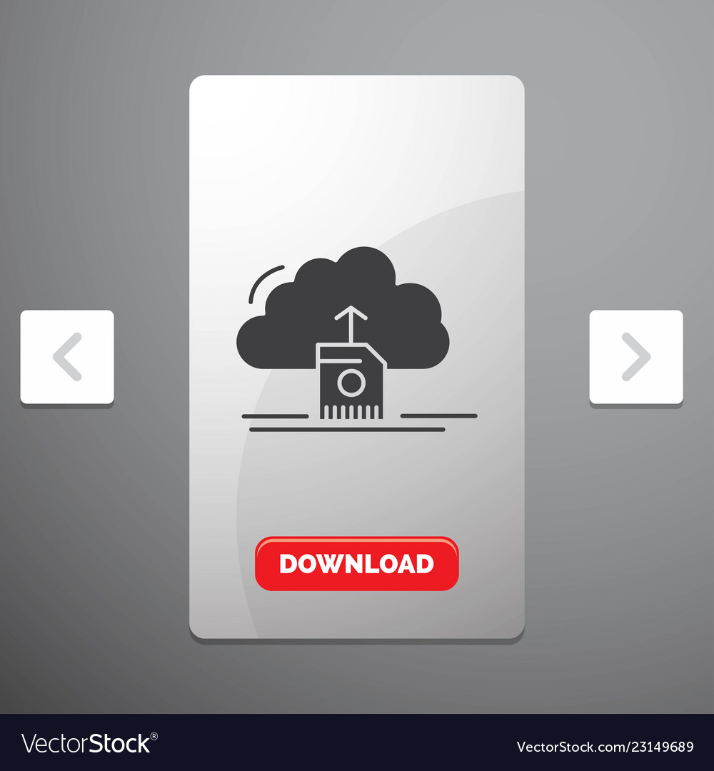 Cloud upload save data computing glyph icon vector image Cloud upload save data computing glyph icon