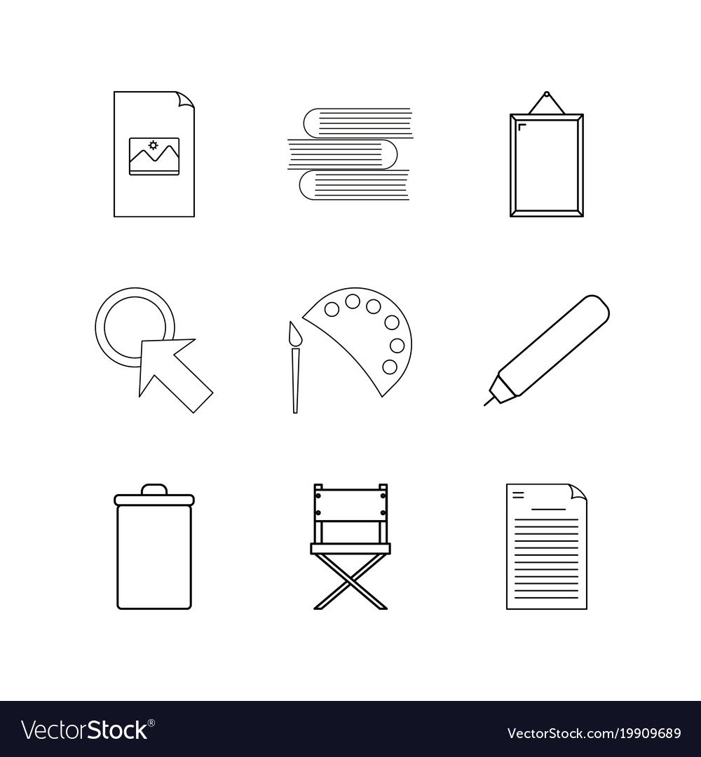 Design elements linear icon set simple outline