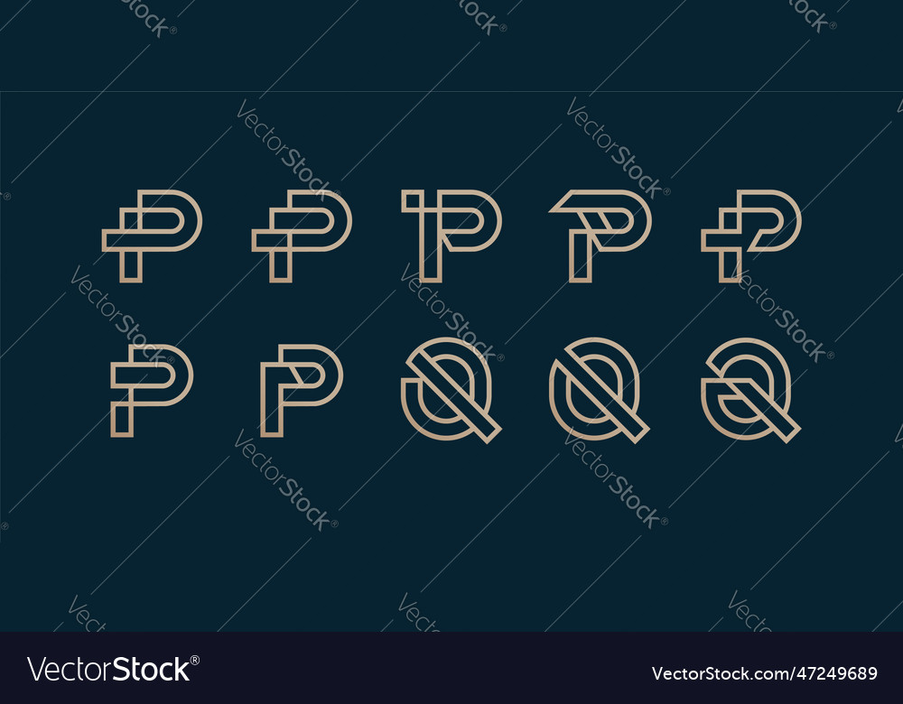 Elegant Initial P & Q Logo Set