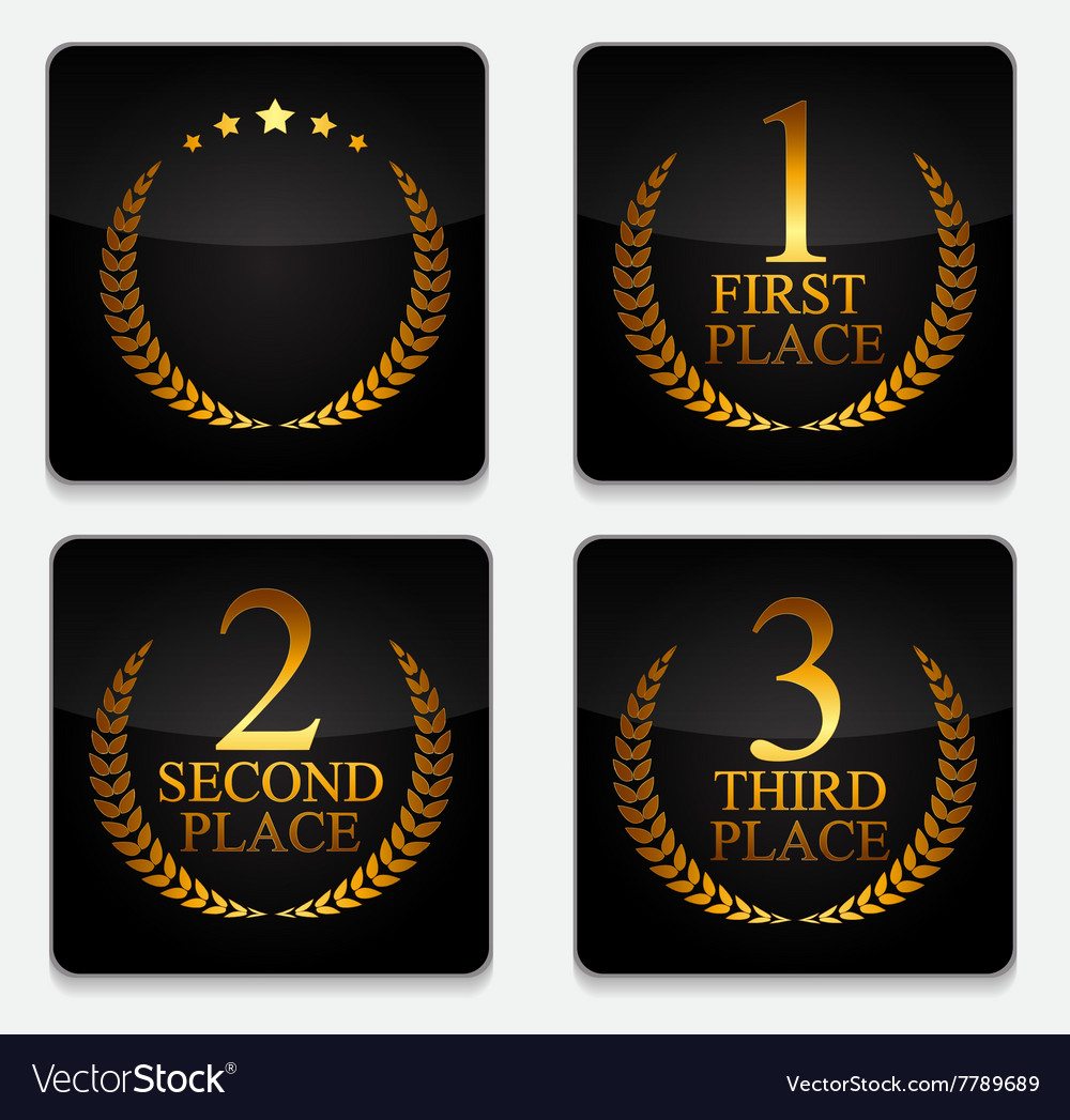 First second and third place laurel design label