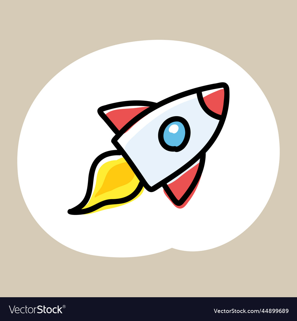 Flying space rocket icon Royalty Free Vector Image
