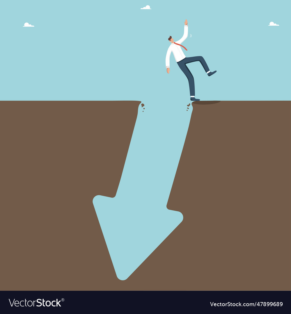 Man falls into hole in form of an arrow down vector image Man falls into hole in form of an arrow down