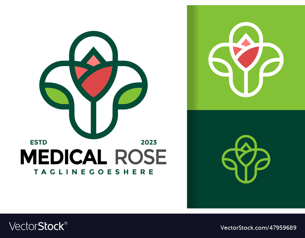 Medical rose health care logo design symbol icon