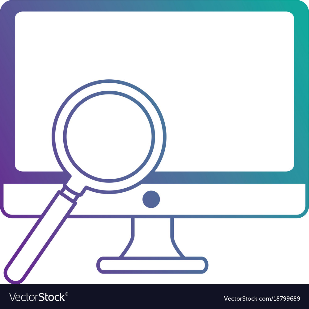 Monitor computer with magnifying glass