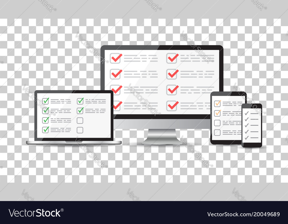 Online survey checklist set tablet computer