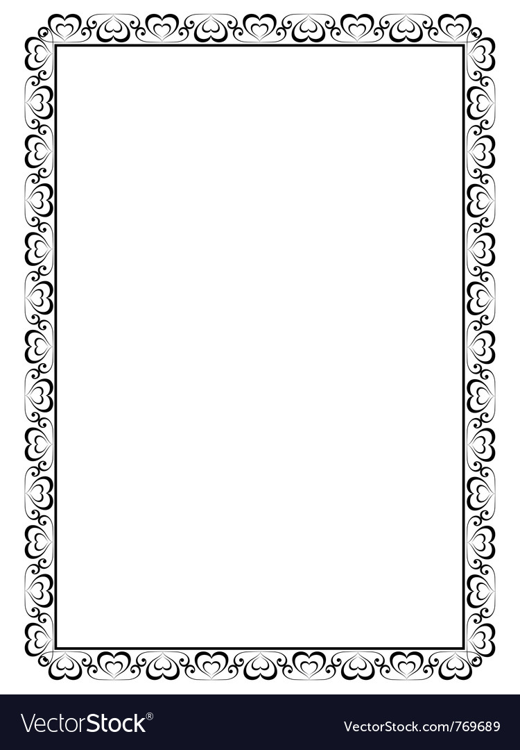 Ornamental frame with hearts Royalty Free Vector Image