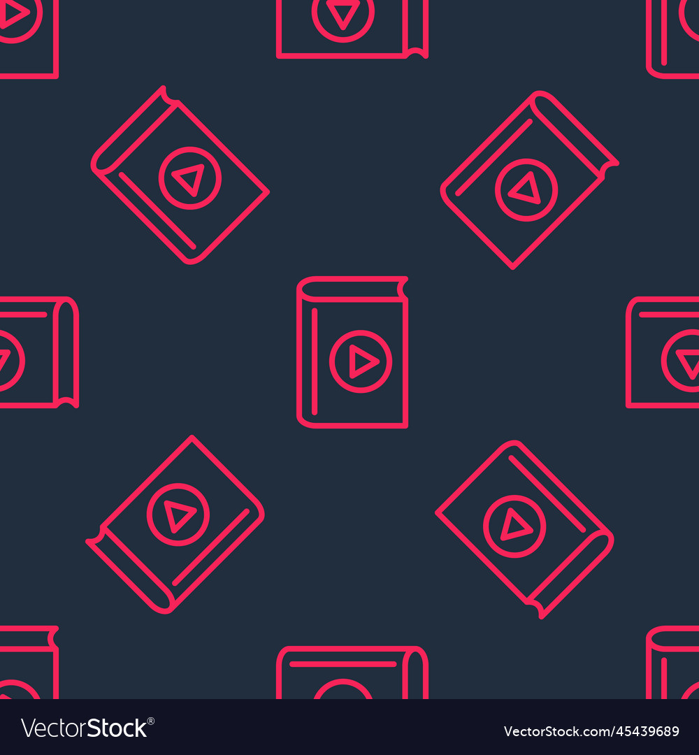 Red line audio book icon isolated seamless pattern vector image Red line audio book icon isolated seamless pattern