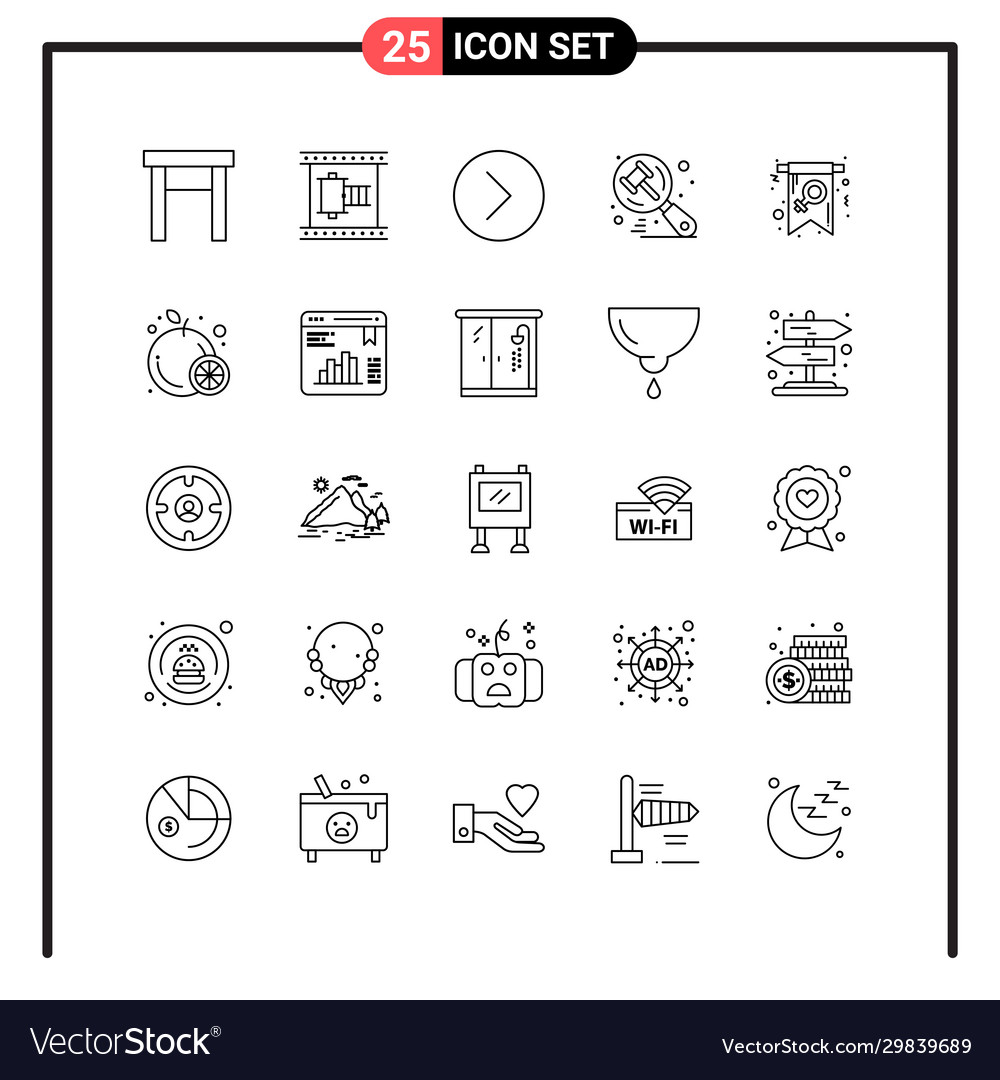 Set 25 line style icons for web and mobile vector image Set 25 line style icons for web and mobile