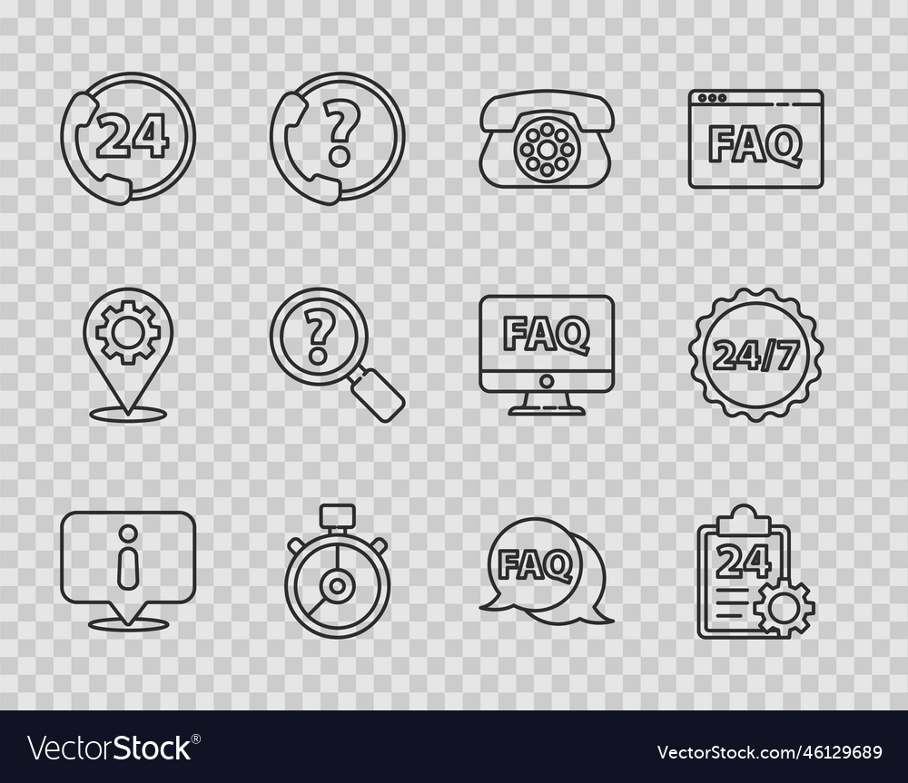 Set line information checklist with 24 hours vector image Set line information checklist with 24 hours