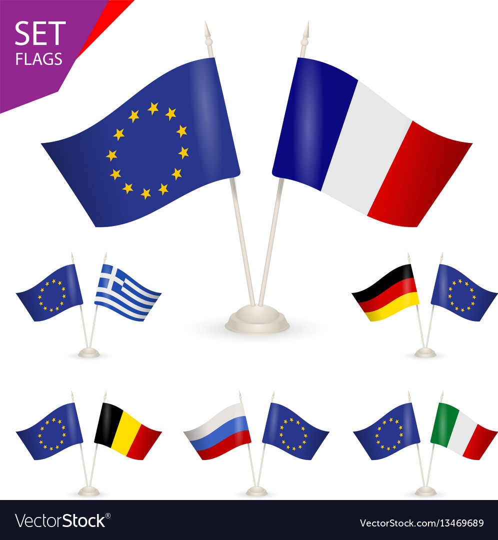 Set - table stand with flags vector image Set - table stand with flags