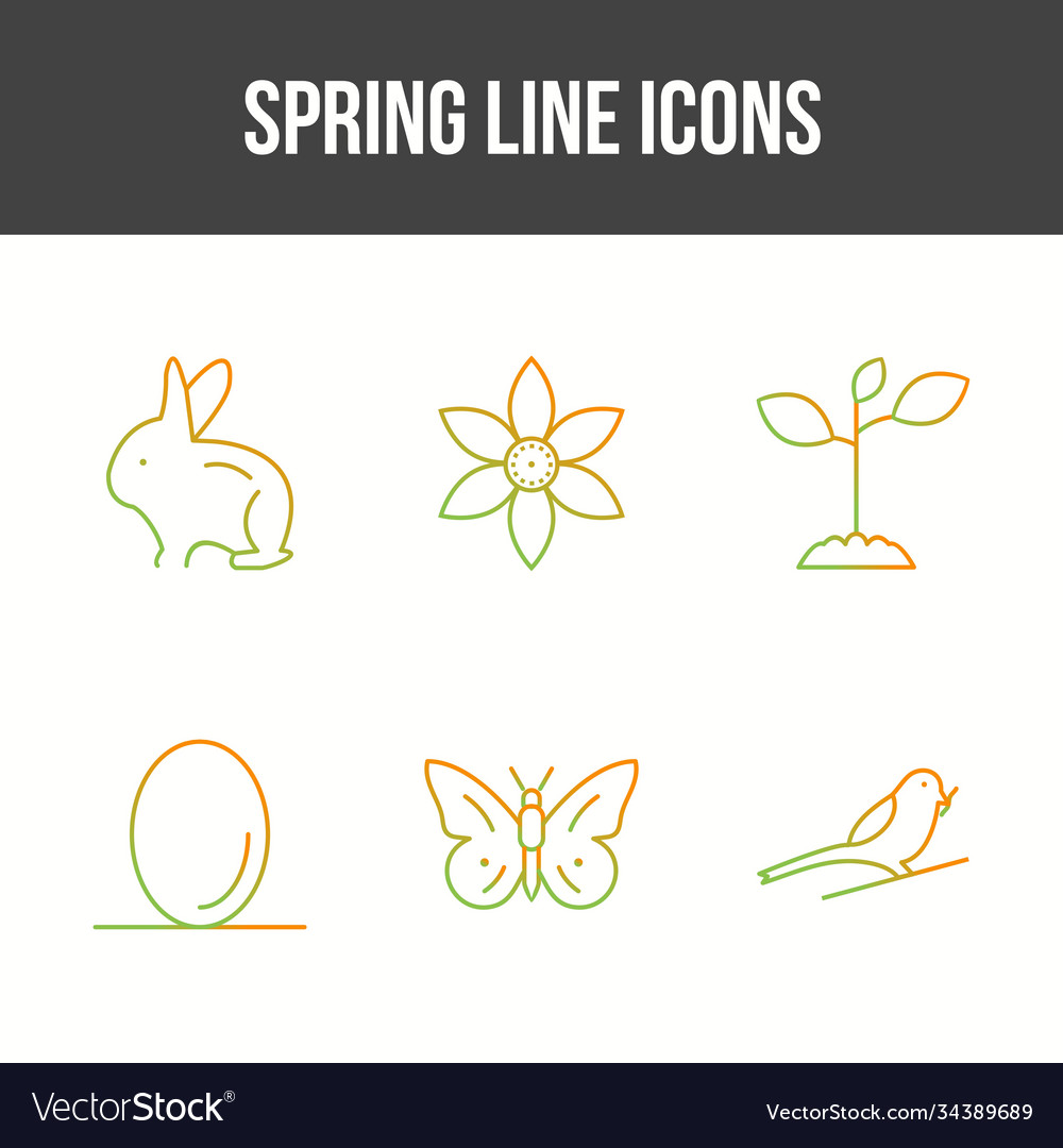 Spring line icon set