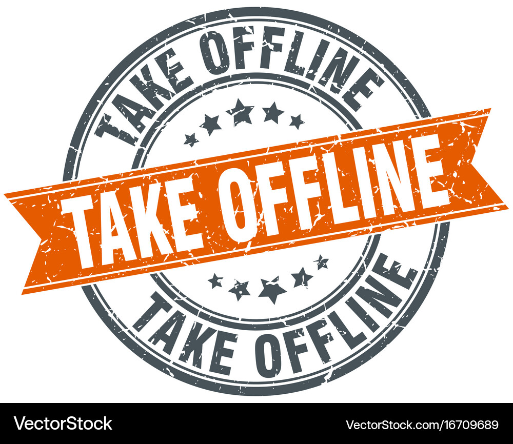 Take Offline Round Grunge Ribbon Stamp Royalty Free Vector