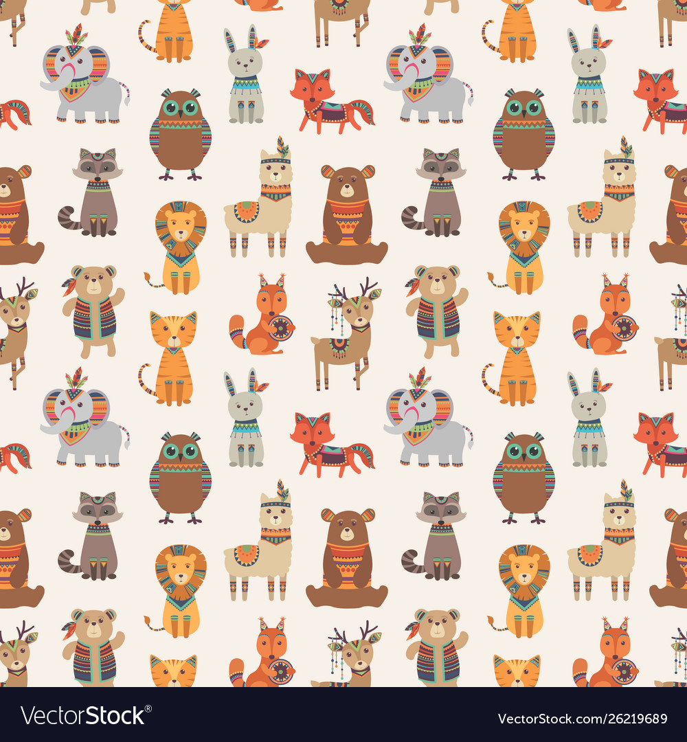 Tribal animal seamless pattern ethnic style vector image Tribal animal seamless pattern ethnic style