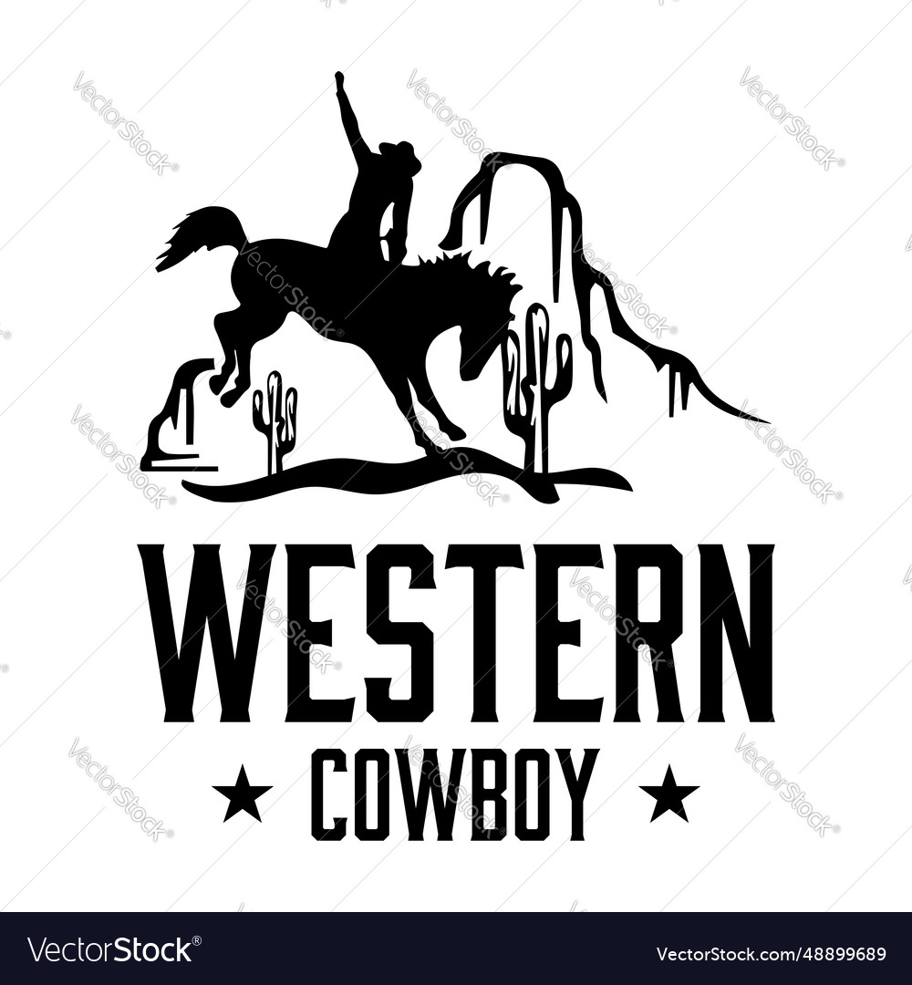 Western cowboy logo design template Royalty Free Vector