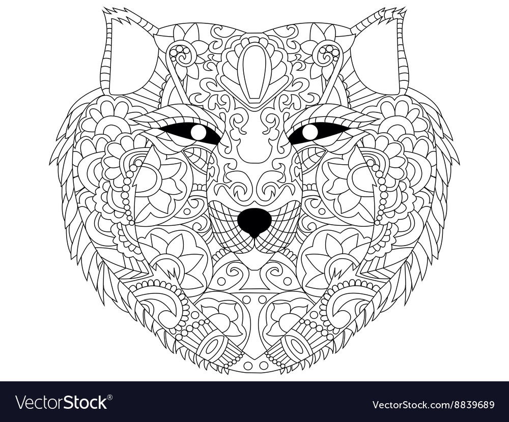 Wolf coloring for adults