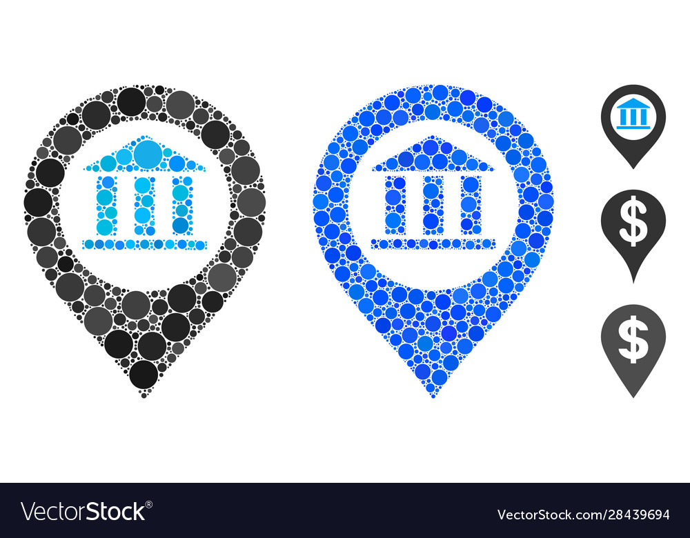 Bank building pointer composition icon circles vector image Bank building pointer composition icon circles