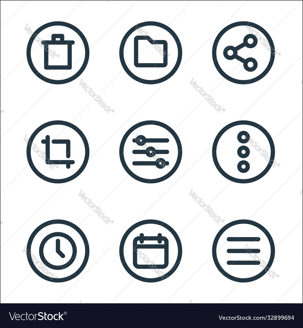 Basic ui line icons linear set quality vector image Basic ui line icons linear set quality