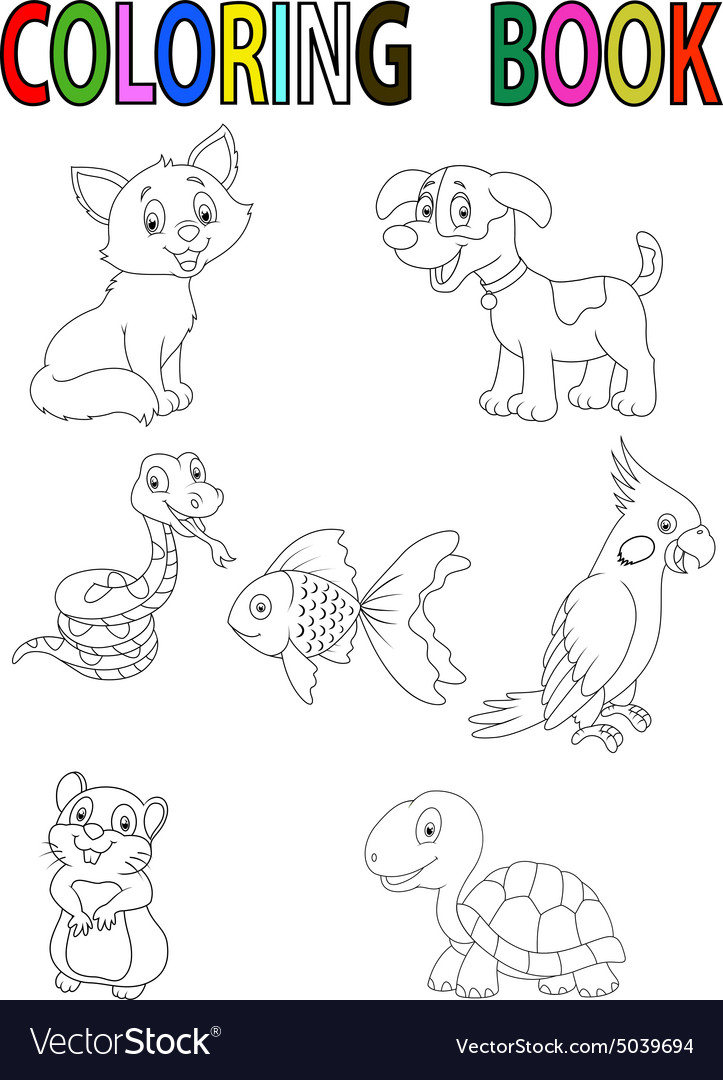 Cartoon pet coloring book Royalty Free Vector Image