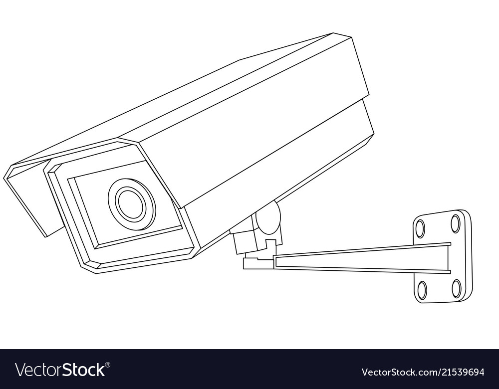 Cctv security camera outline drawing Royalty Free Vector