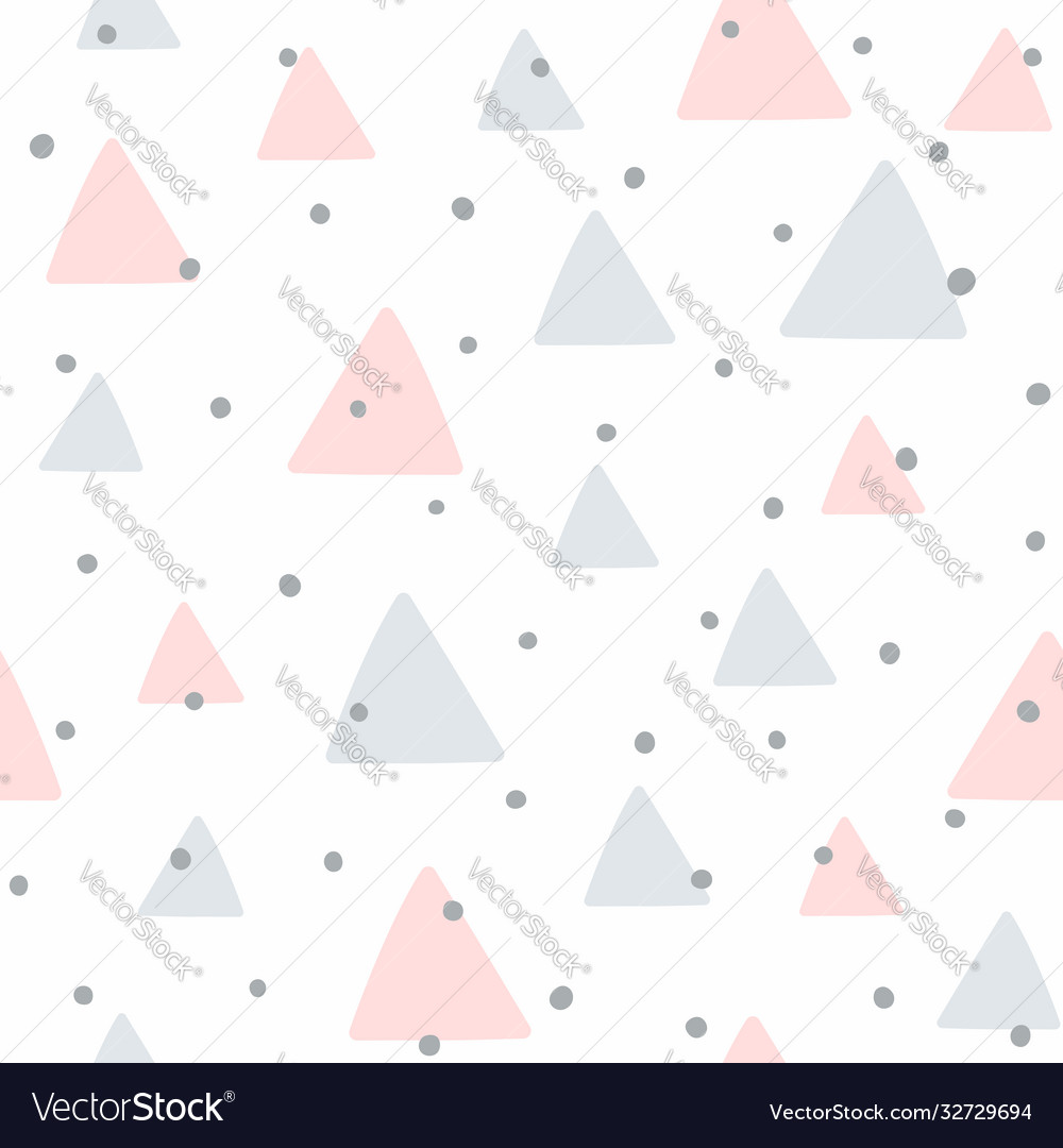 Cute seamless pattern with triangles and round
