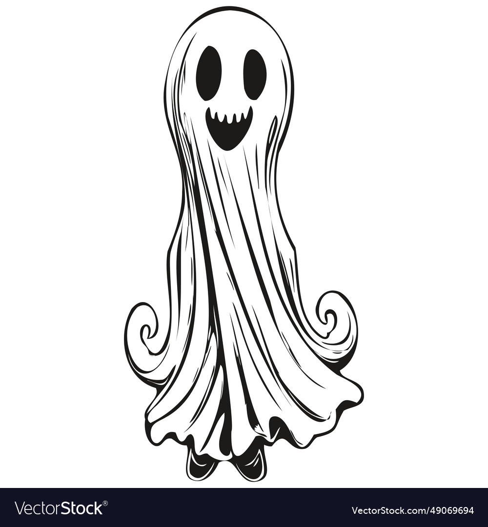 Eerie halloween ghost in monochrome Royalty Free Vector