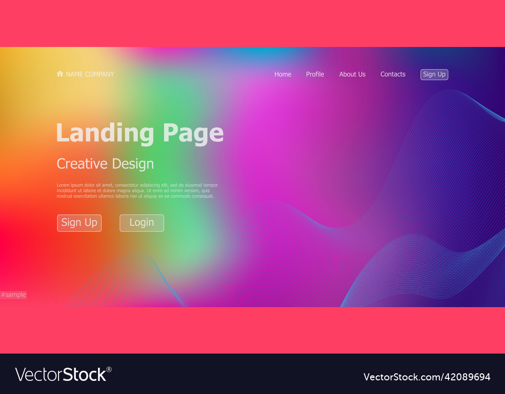 Gradient colorful web template landing page