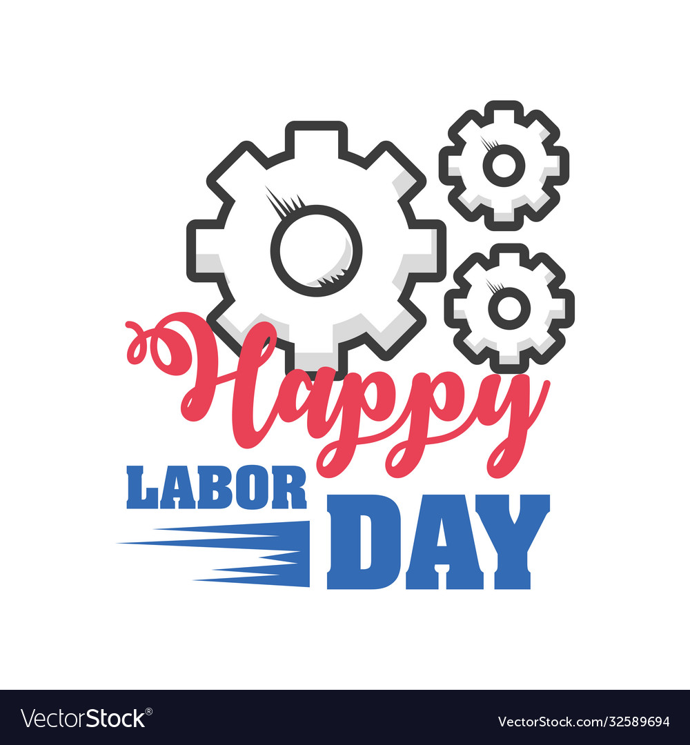 Happy labor day celebration gear wheel