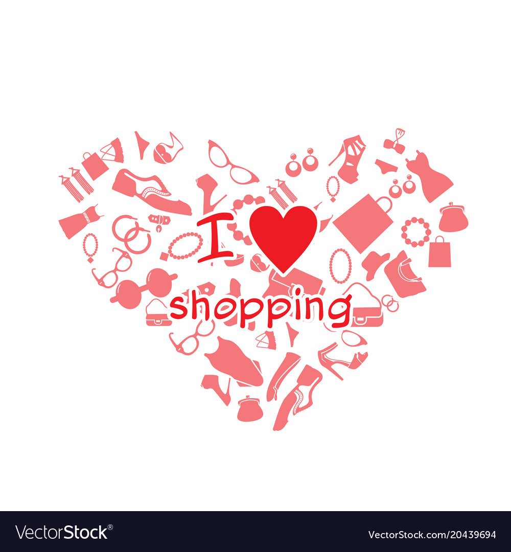 I love shopping product heart frame background vec