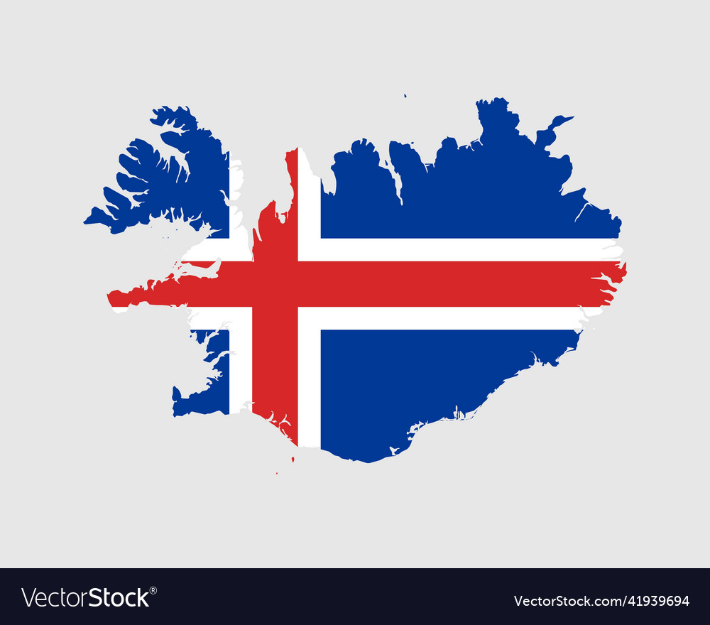 Iceland map flag icelandic country map with banner