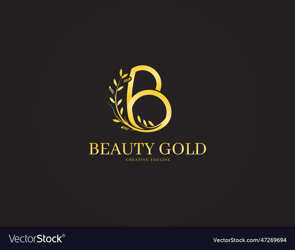 Luxury decorative letter b logo with gold