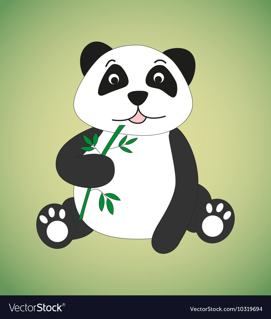 Panda with sprig of bamboo Royalty Free Vector Image