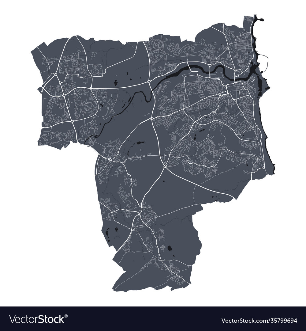 Sunderland map detailed map city Royalty Free Vector Image