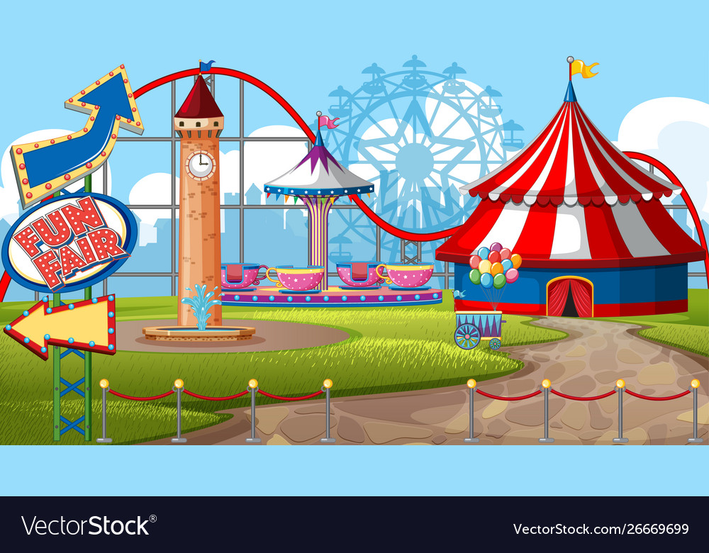 An Outdoor Funfair Scene Royalty Free Vector Image