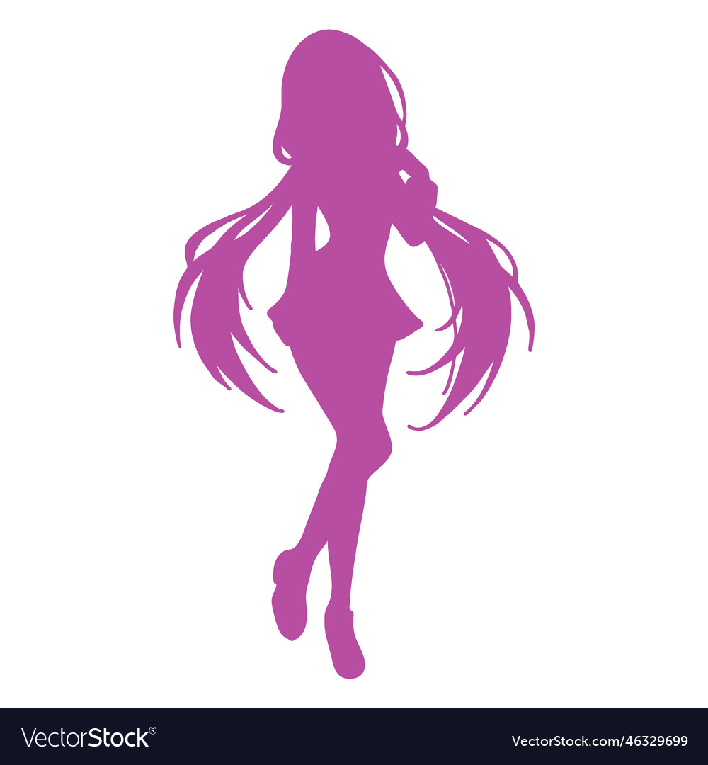 Beautiful Anime Girl Vector Silhouette @