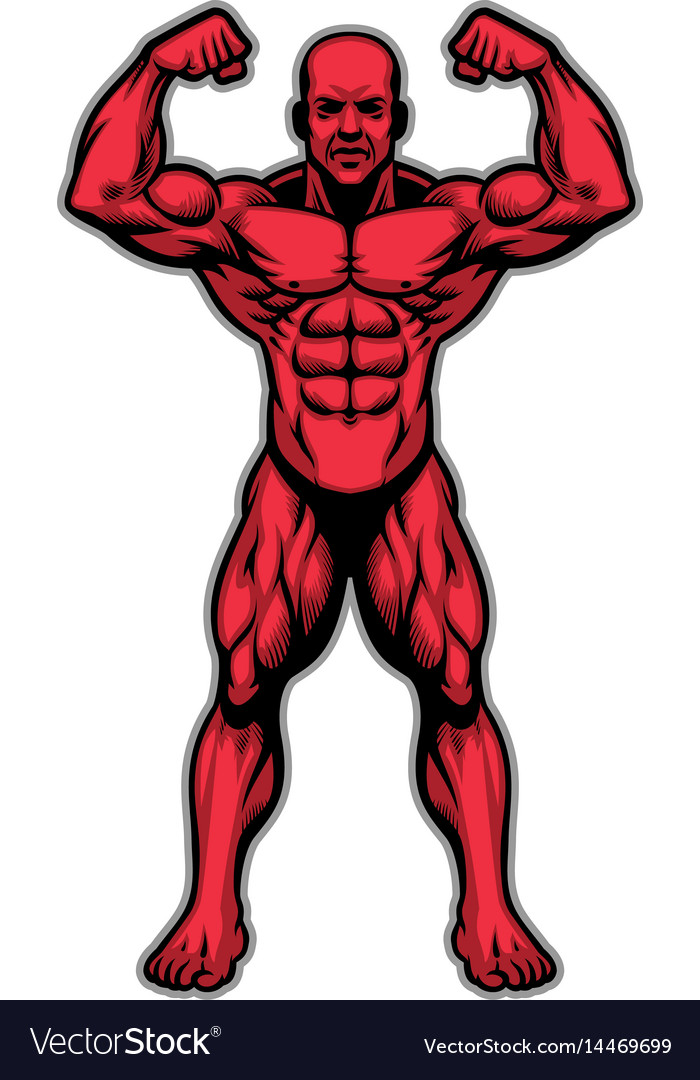 Bodybuilder athlete showing his muscle body Vector Image