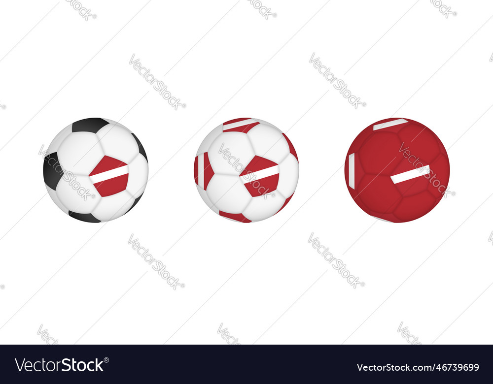 Collection football ball with the latvia flag