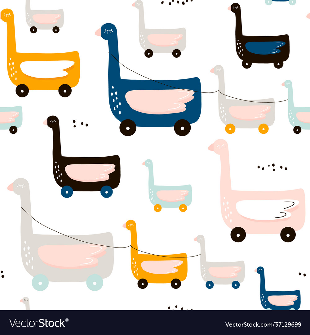 Cute duck on wheels childish pattern creative