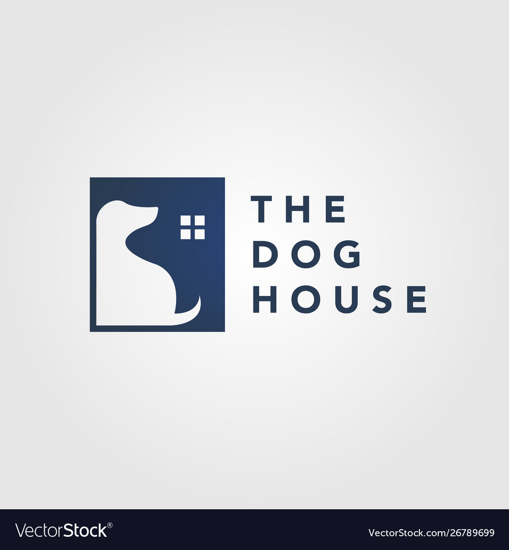 Dog pet house home logo icon negative space vector image Dog pet house home logo icon negative space
