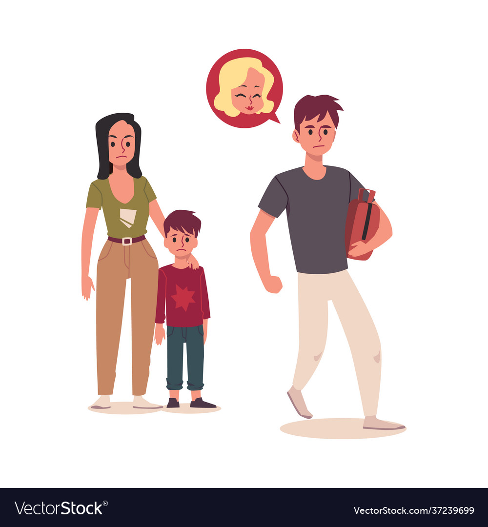Family divorce father leaves child and wife