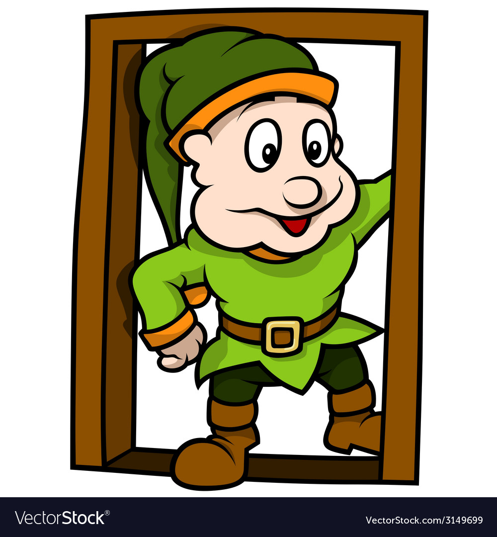 Green Elf At The Door Royalty Free Vector Image