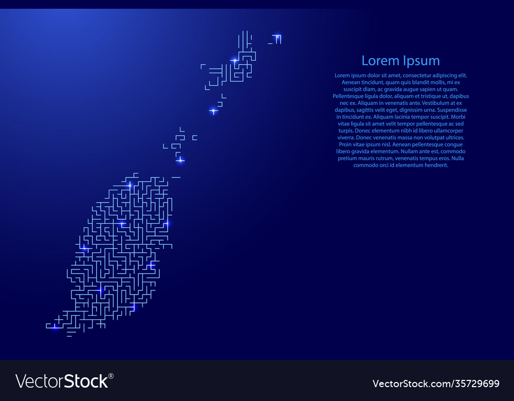 Grenada map from blue pattern maze grid vector image Grenada map from blue pattern maze grid