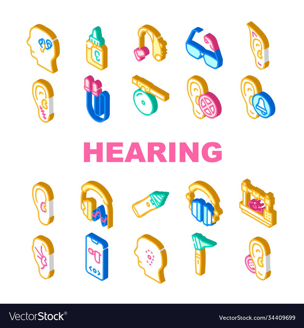 Hearing Equipment Sammlung Icons Set