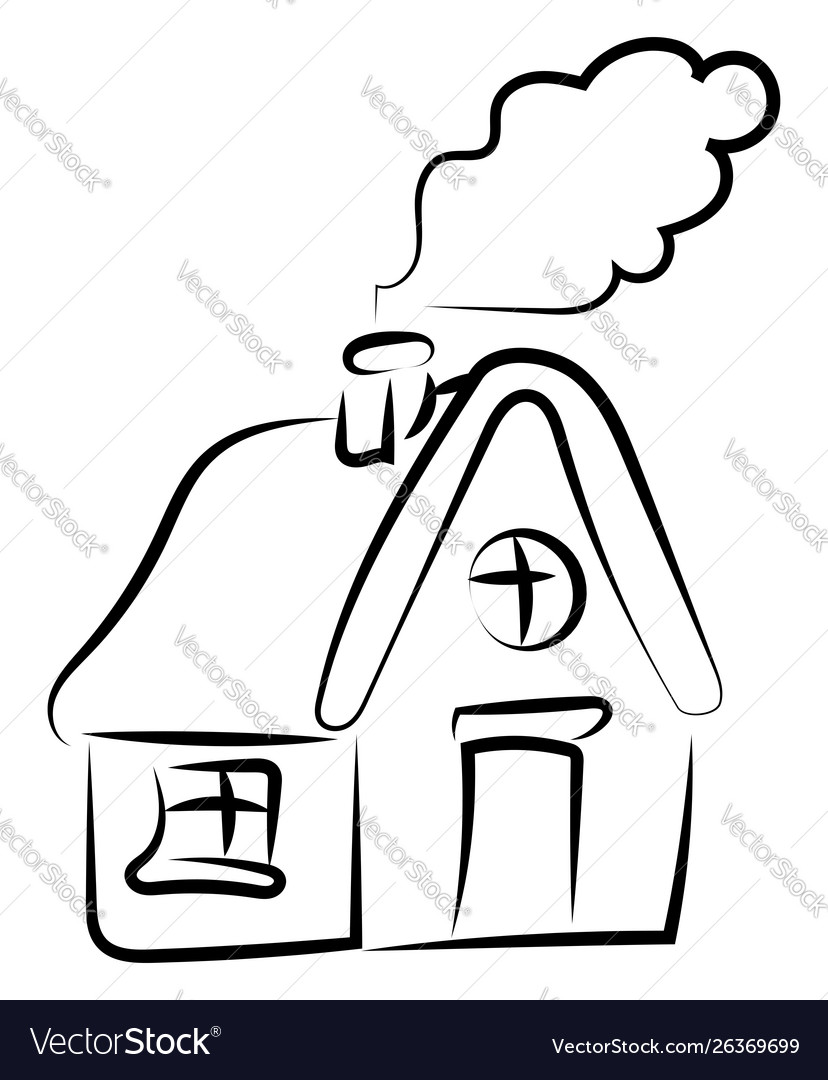 House drawing on white background Royalty Free Vector Image