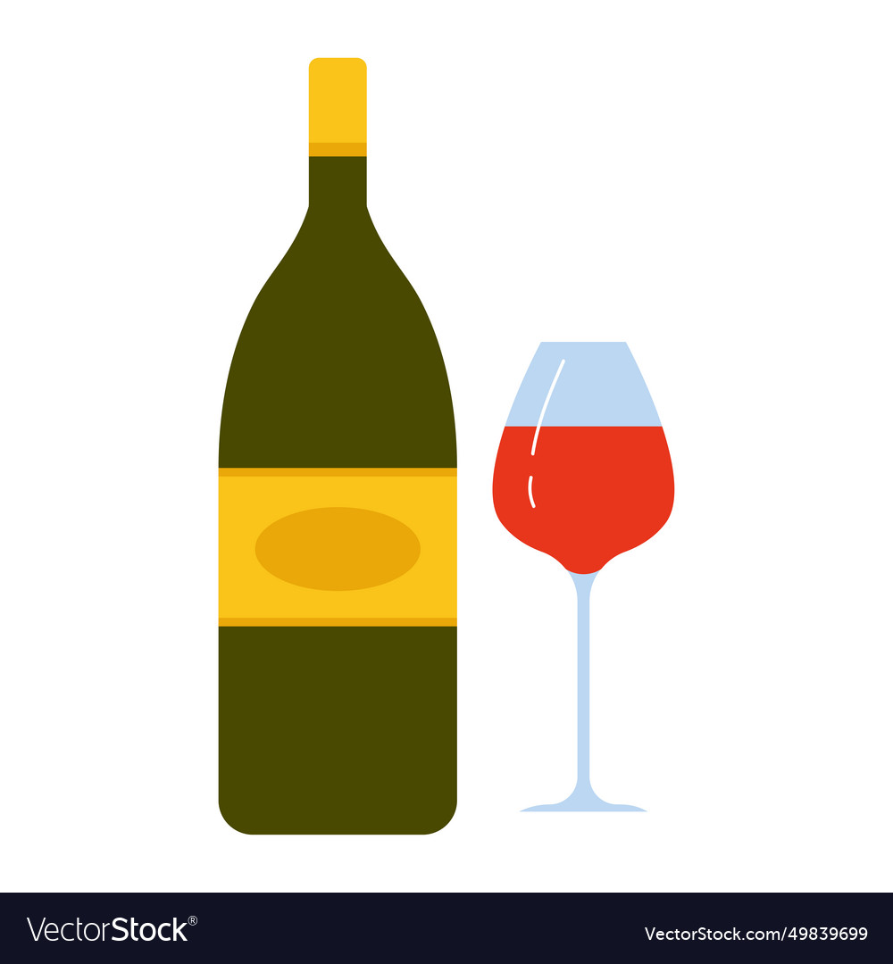 Italian wine bottle and glass Royalty Free Vector Image