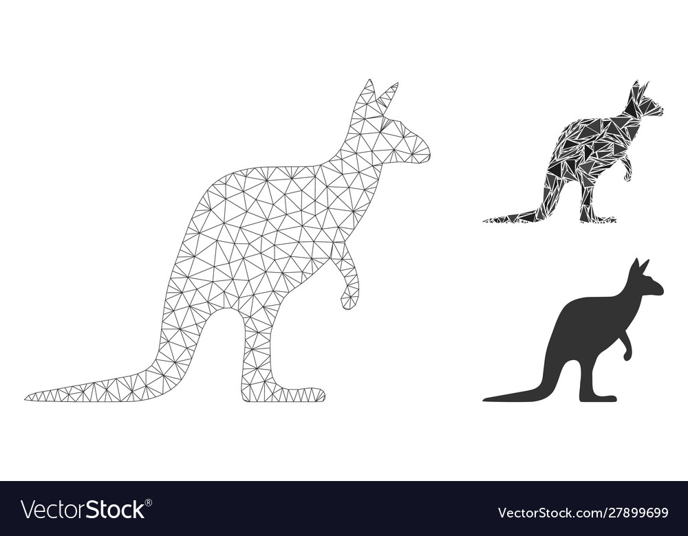 Kangaroo mesh 2d model and triangle mosaic vector image Kangaroo mesh 2d model and triangle mosaic