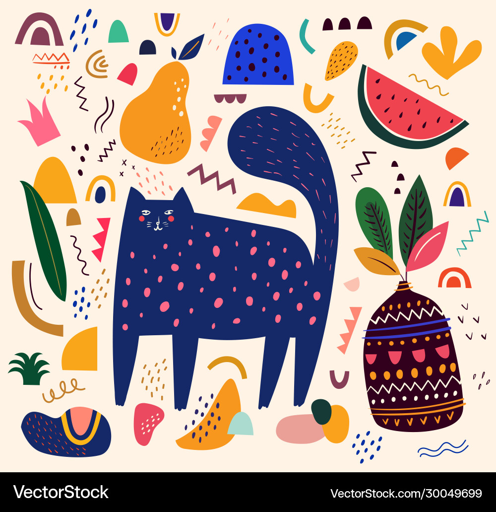 Pattern with cat Royalty Free Vector Image - VectorStock